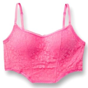 Victoria’s Secret PINK Lace Lightly Lined Corset Top, Large, Dreamy Pink, NWT
